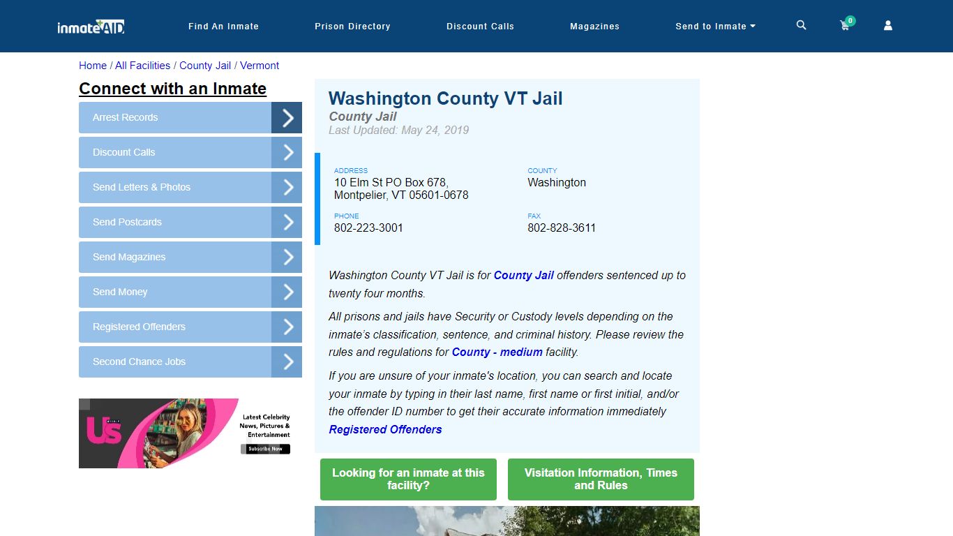 Washington County VT Jail - Inmate Locator