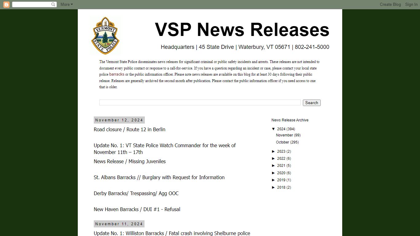 VSP News Releases